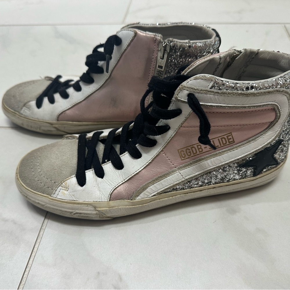 Golden Goose Glitter and Pink High-Top Sneakers - Picture 2 of 3